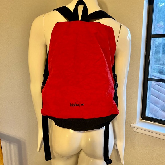 KIPLING-Large SAFETY Backpack w/Reflector Clasp-Packable-Red & Black - Picture 5 of 8